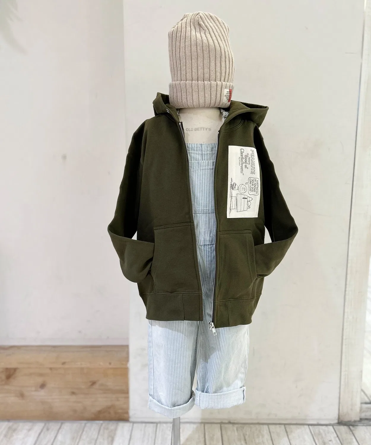Детская флисовая куртка Snoopy Kids на молнии, хлопок 100%, оливковый — фото 2