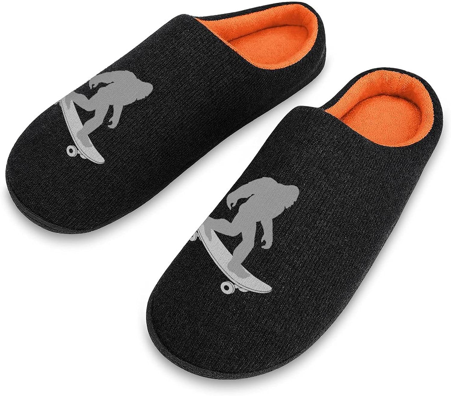 

Мужские вязаные хлопковые тапочки Bigfoot для скейтборда, мягкие, комфортные, теплые домашние повседневные обувь Weedkeycat, черный