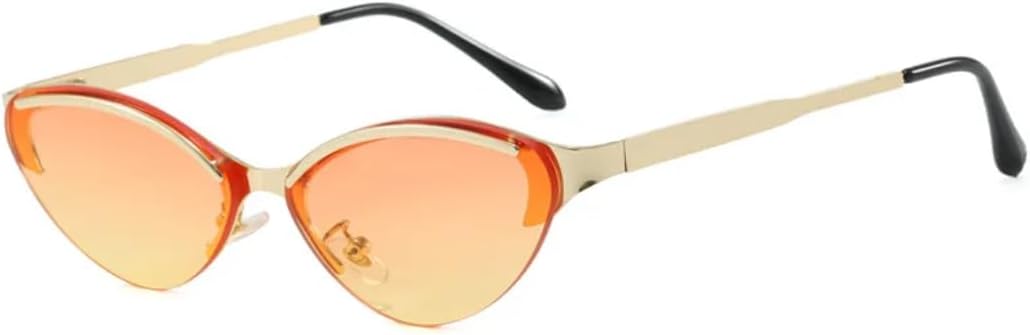 

Модные солнцезащитные очки «кошачий глаз» для женщин, ретро-металлические, разноцветные, с градиентом, защита от УФ-излучения UV400, модные для мужчин TVTBBVV, God Orange