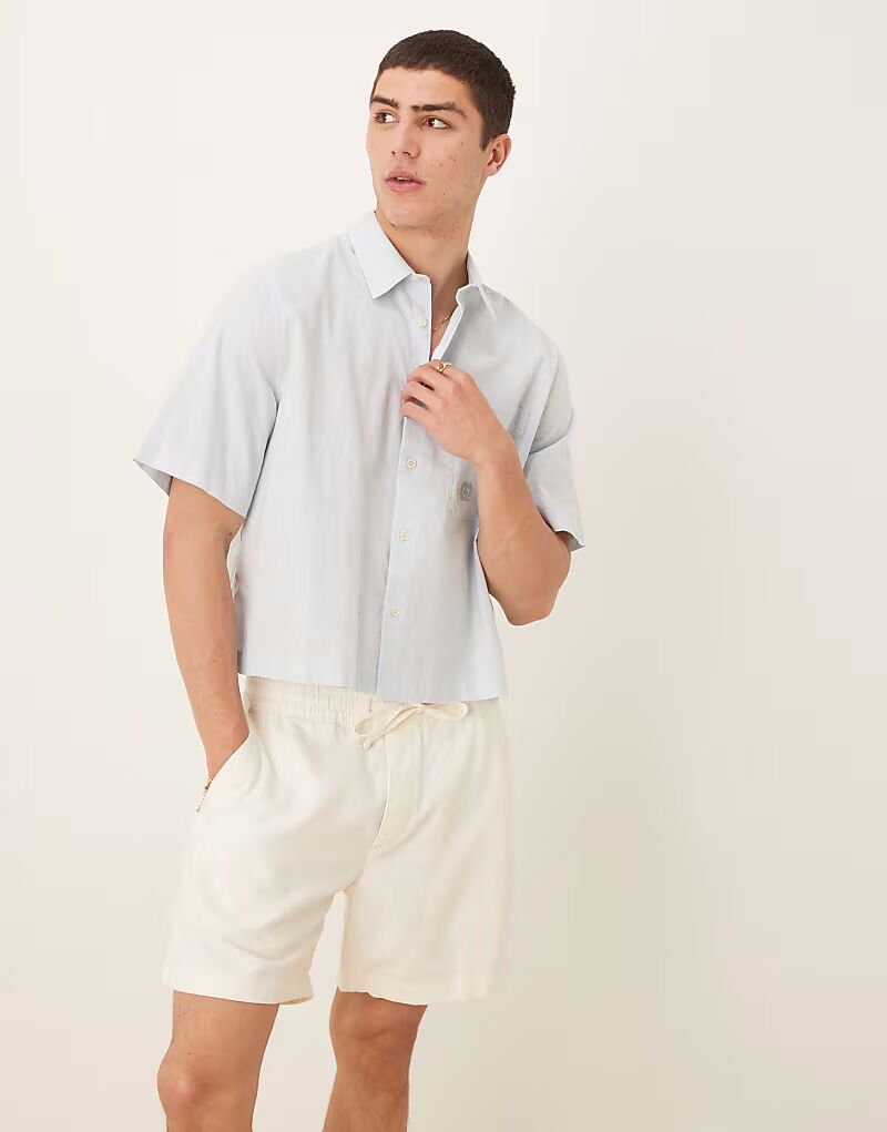 

Abercrombie & Fitch 6" текстурированные свободные шорты белого цвета