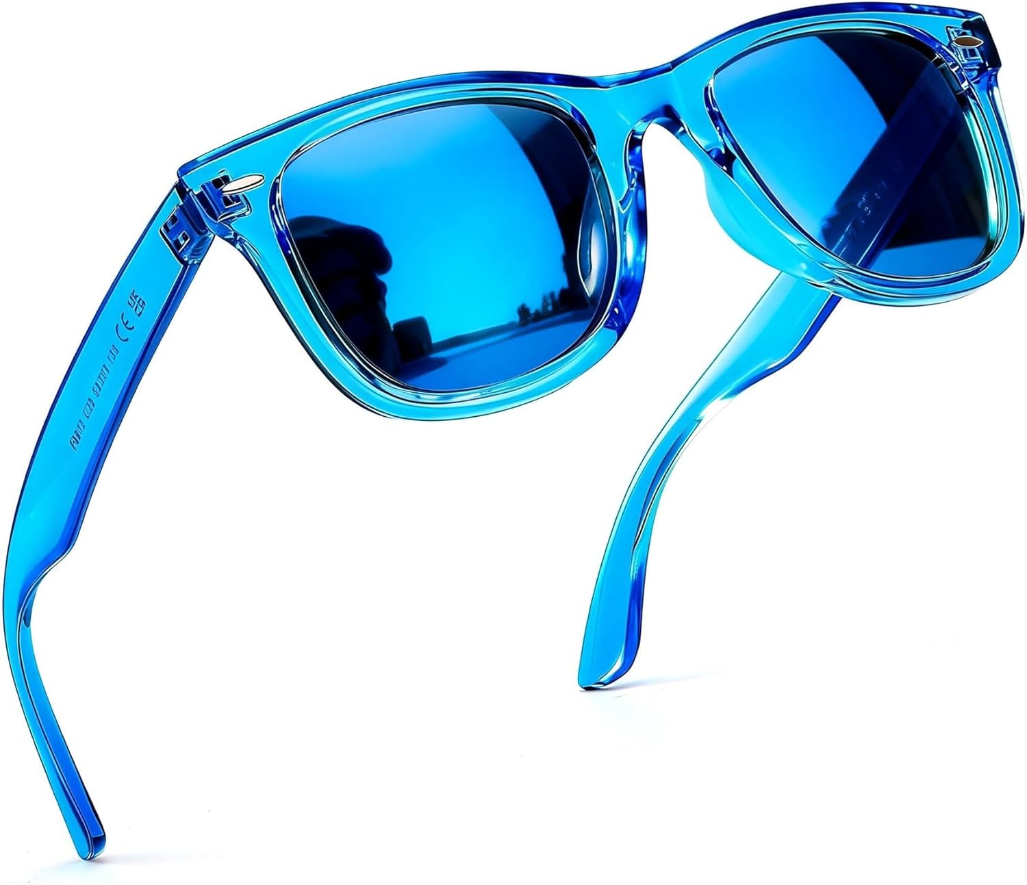 

Женские поляризованные солнцезащитные очки FancyPink с защитой UV400, зеркальные, для пляжа, дизайнерские модные солнцезащитные очки, средний размер, A04-blue Frame Blue Lenses