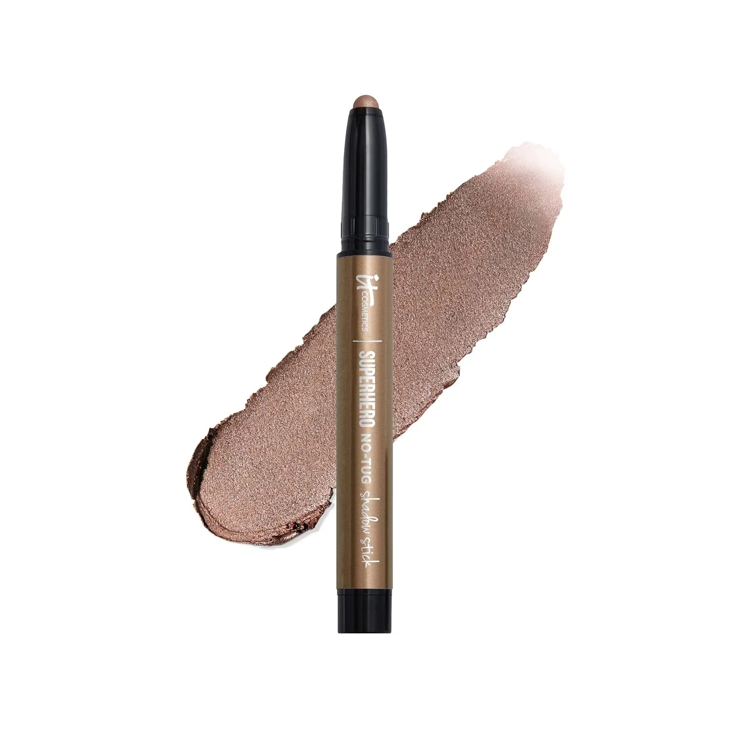 Водостойкие тени-карандаш IT Cosmetics Superhero No-Tug - стойкие, легко растушевываемые кремовые тени со встроенной базой под тени. Подходят для чувствительной кожи вокруг глаз. 0,05 унции., Super Slate (pearl taupe)