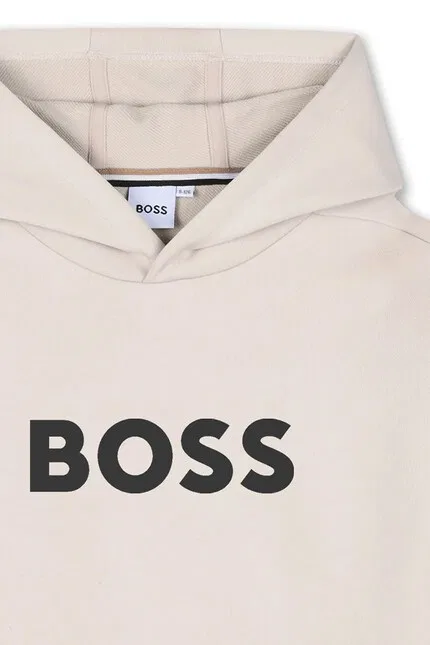 Худи детское из мягкого трикотажа BOSS, бежевый — фото 4