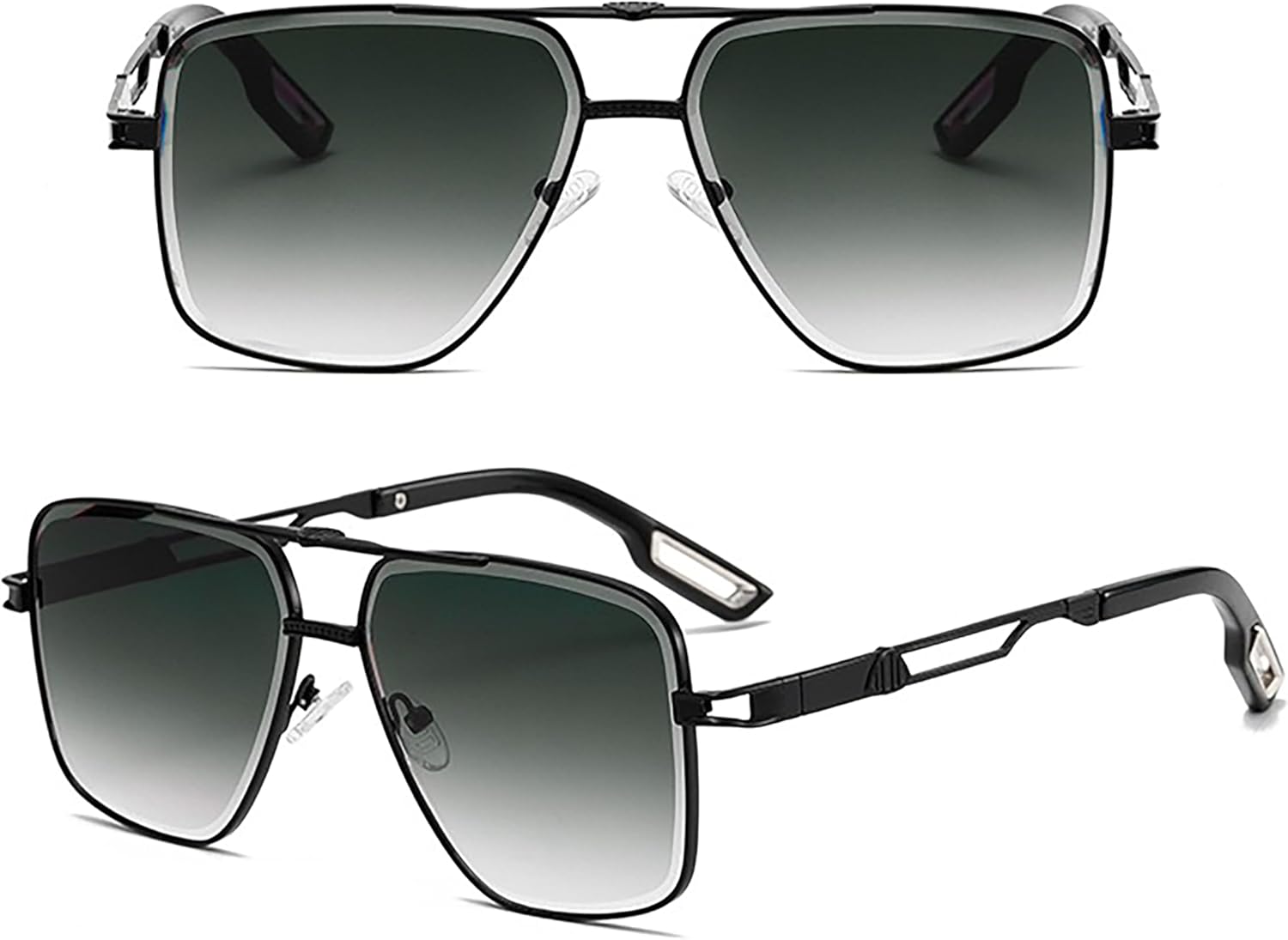 

Ретро-солнцезащитные очки в маленькой металлической оправе для женщин с двойной перемычкой, прямоугольные, для мужчин, модные солнцезащитные очки с защитой UV400 Generic, E