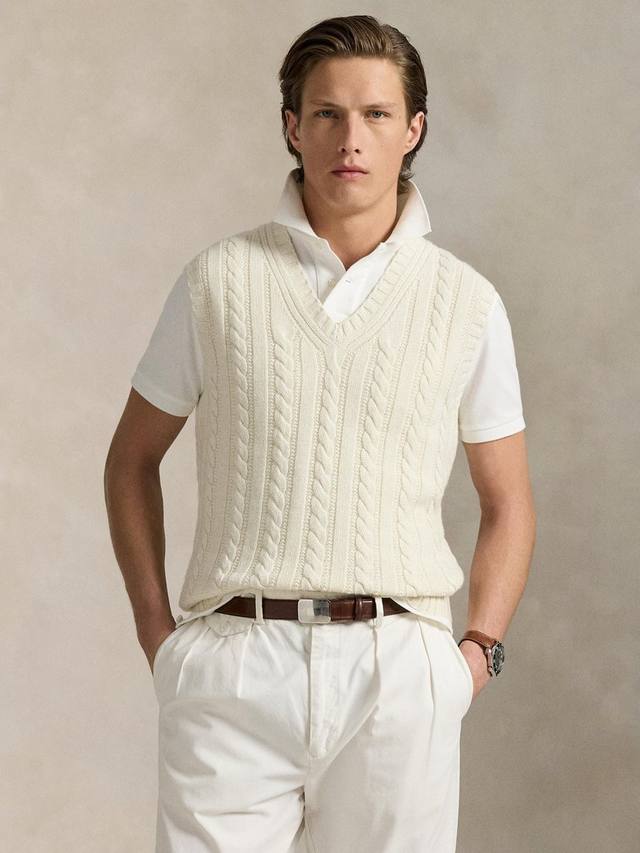 

Polo X Wimbledon 2025 вязаный жилет из кашемировой смеси Vintage Ralph Lauren, White