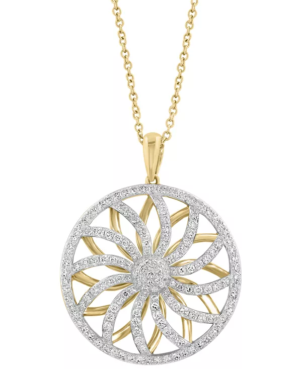 

Ожерелье с подвеской в виде цветочного колеса с бриллиантами Effy (3/4 карата) из 14-каратного золота, 17 дюймов + удлинитель 1 дюйм Effy Collection, gold