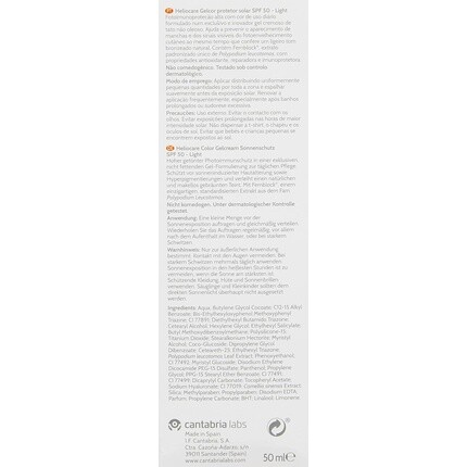 Гель-крем Color Light Spf 50, 50 мл, солнцезащитный крем для лица, ежедневный солнцезащитный крем с УФ-УФ-излучением, антивозрастной солнцезащитный крем, естественное покрытие тональной основы, Heliocare — фото 3