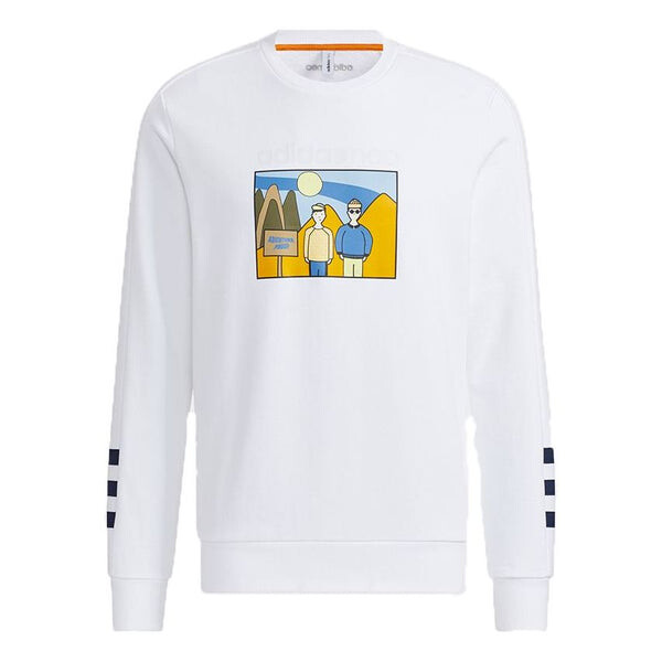 

Толстовка Men's adidas neo Sw Ft Gr Sw Cartoon Pattern Printing Sports Pullover White, белый