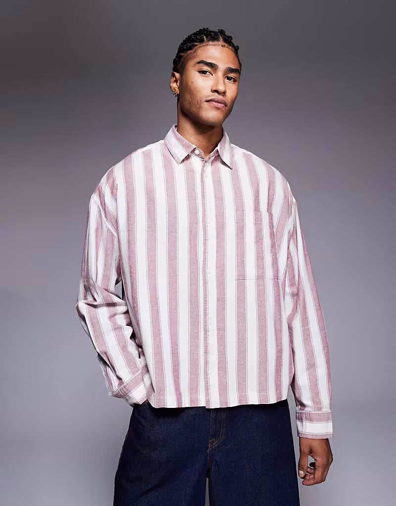 

Рубашка свободного кроя в красную полоску Asos Design