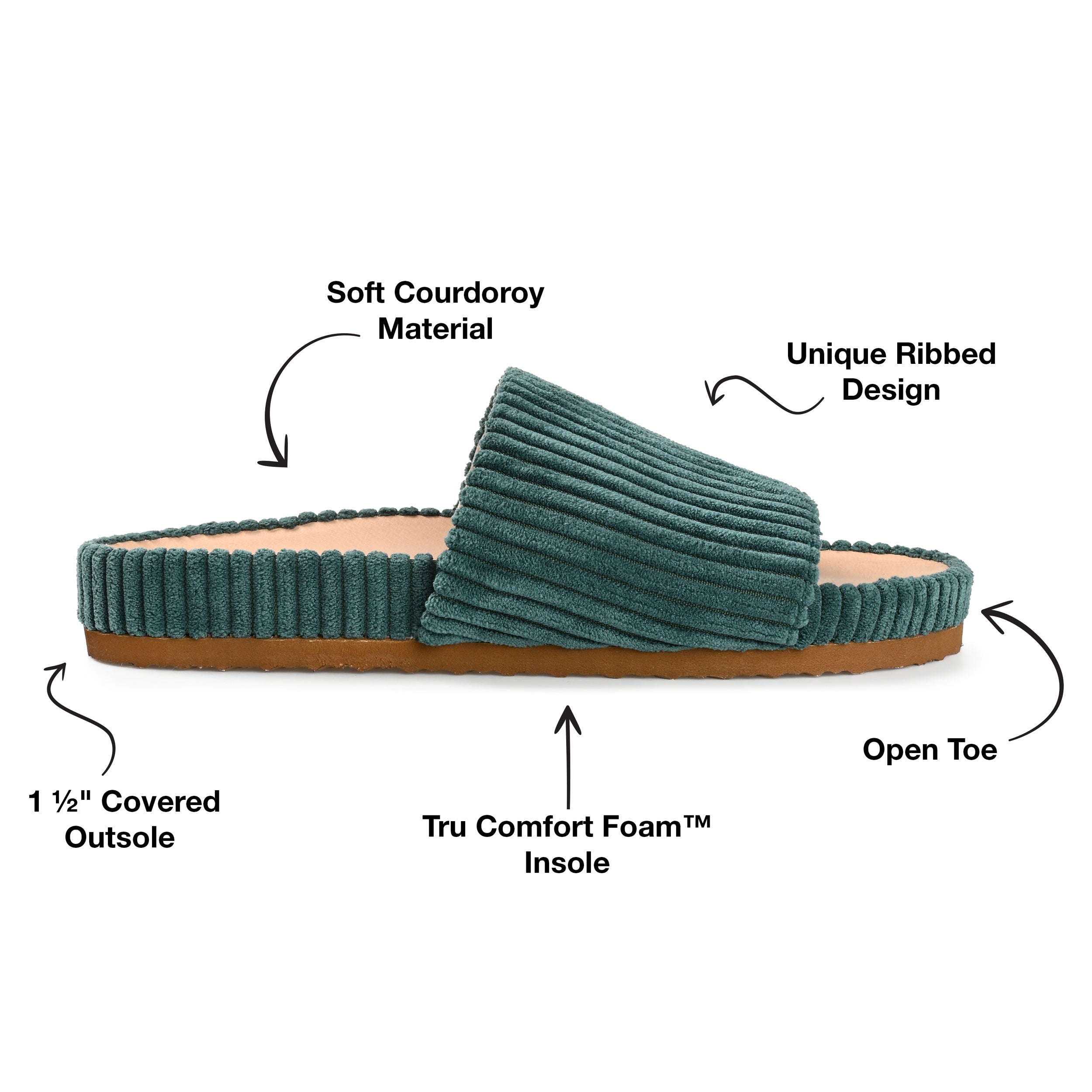 Женские тапочки Tru Comfort Foam Aveline из коллекции Journee, цвет forest — фото 4