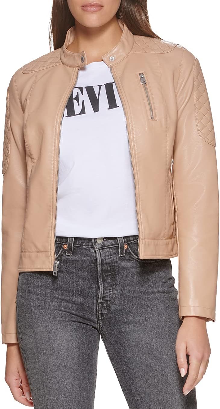 

Levi's Женская куртка мотокросс в стиле рейсер из искусственной кожи, Biscotti