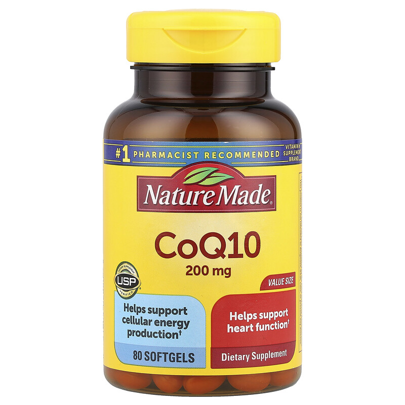 

Nature Made, Коэнзим Q10, 200 мг, 80 мягких таблеток