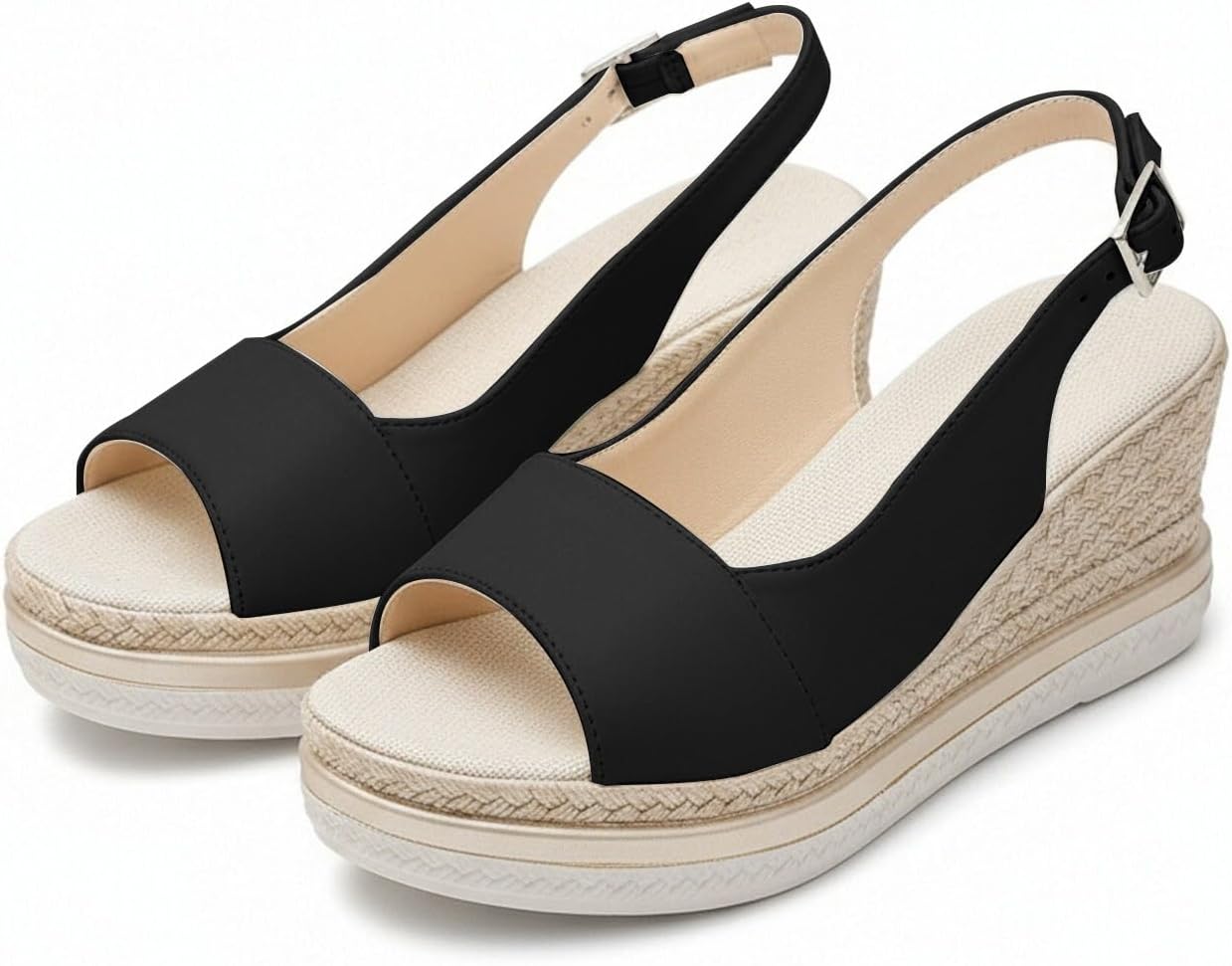 

Женские сандалии на танкетке с открытым носком и ремешком на щиколотке Toumov, черный