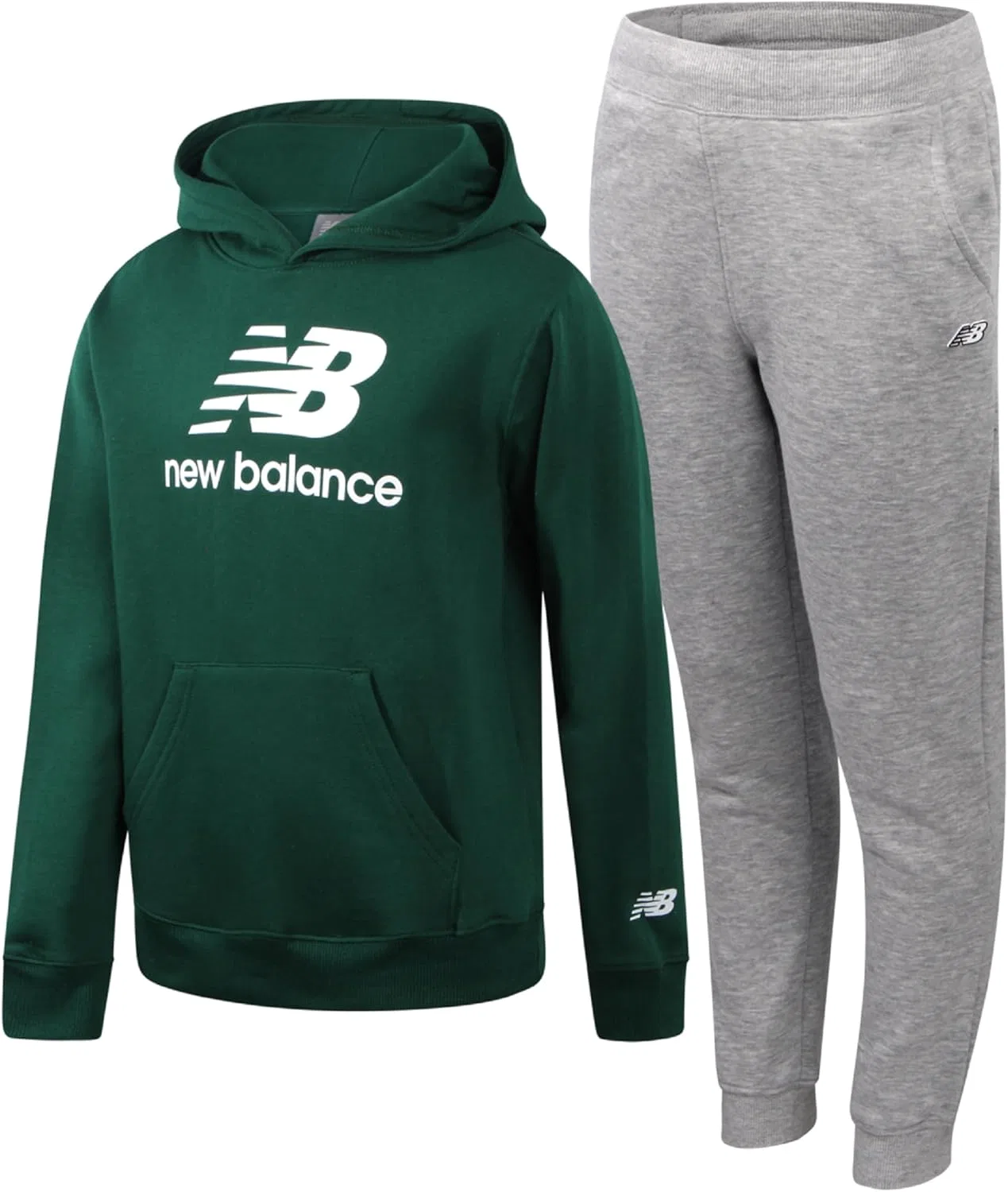 Детский спортивный костюм из флиса New Balance, 2 предмета, темно-зеленый серый