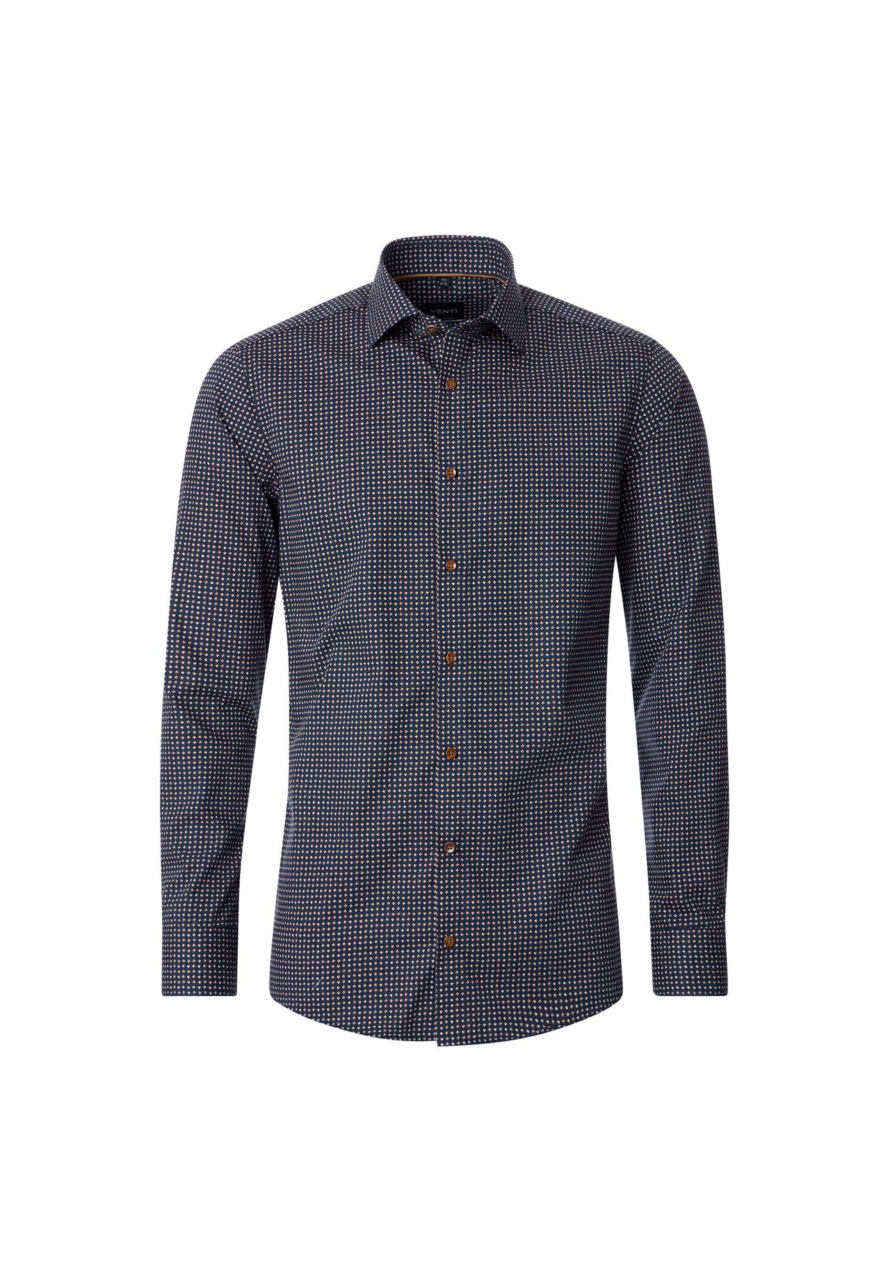

Мужская деловая рубашка с принтом современного кроя Venti, темно-синий
