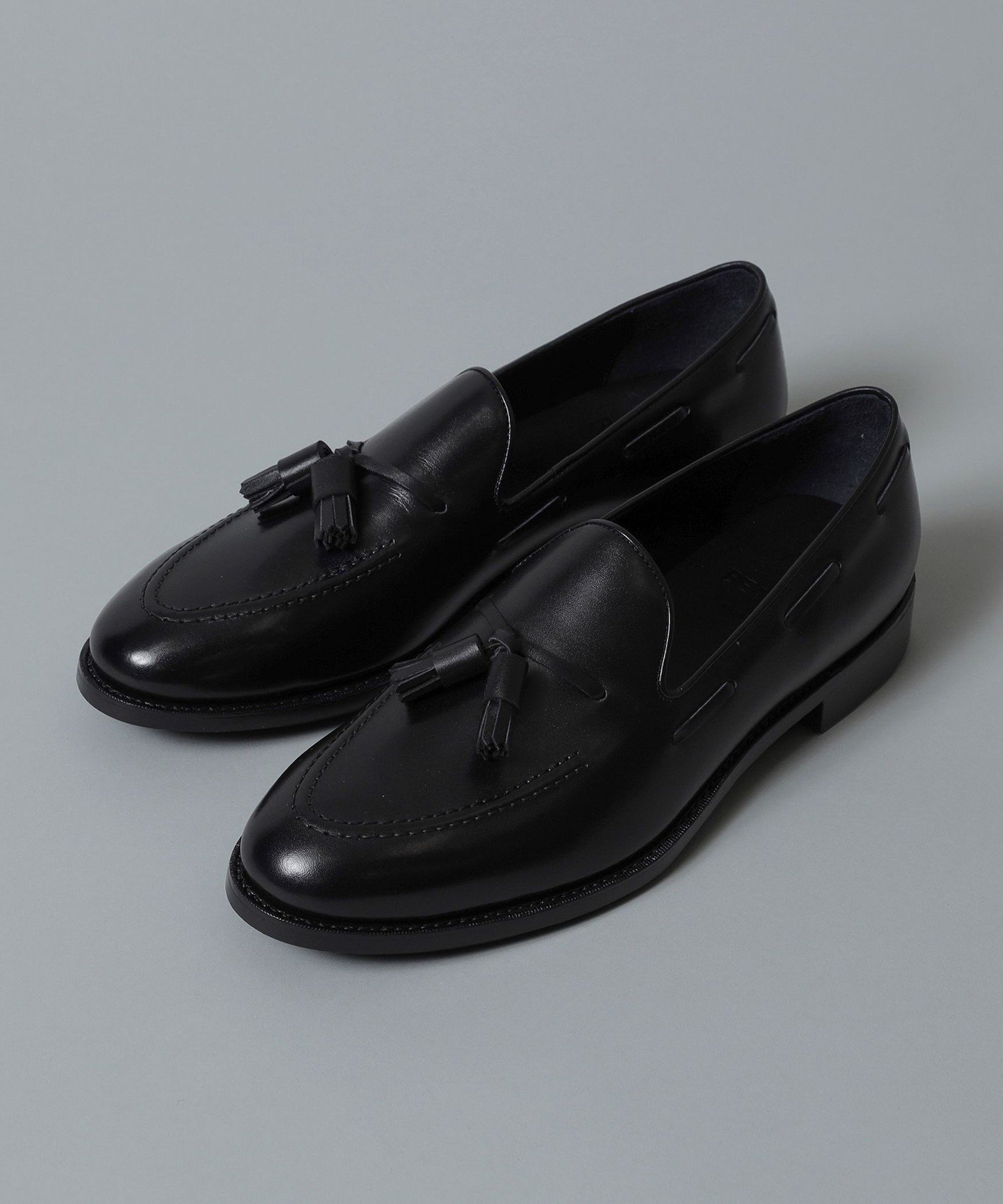 Лоферы из телячьей кожи с кисточками BEAMS F, BLACK_CALF