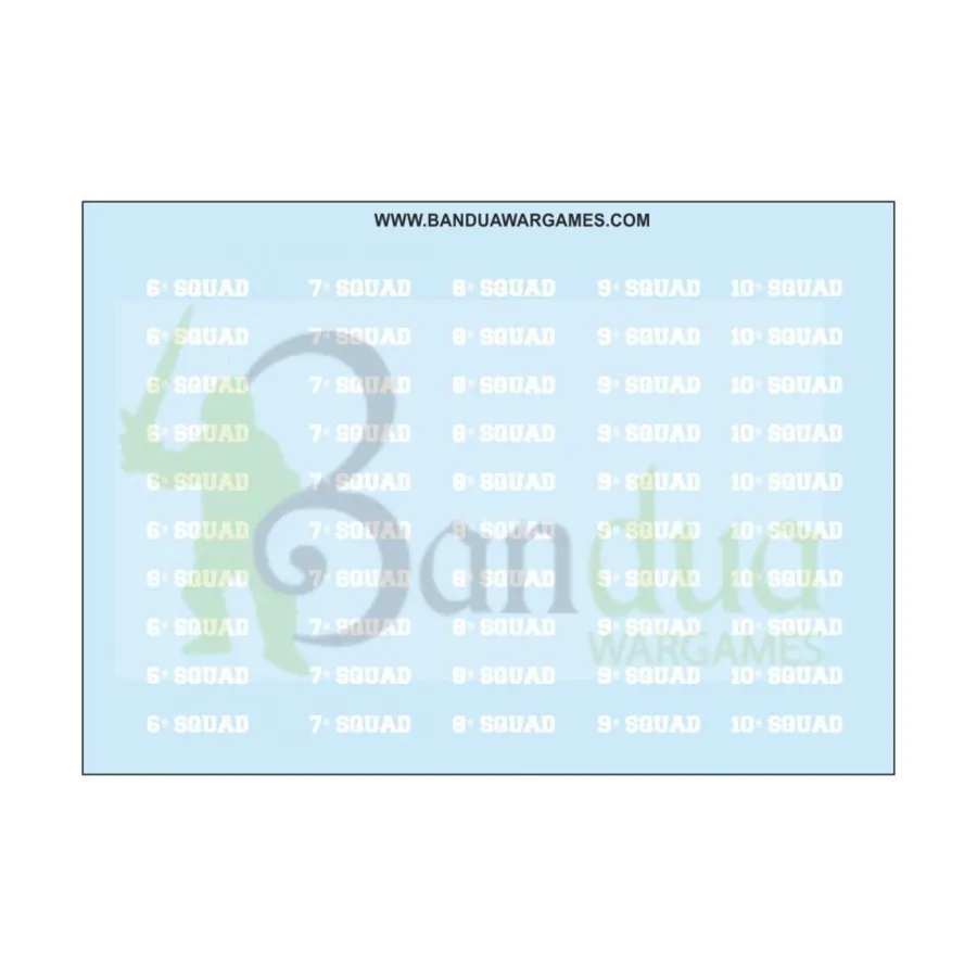 

Лист с декалями отрядов 6–10 для баз, Decal Sheets (Bandua Wargames)