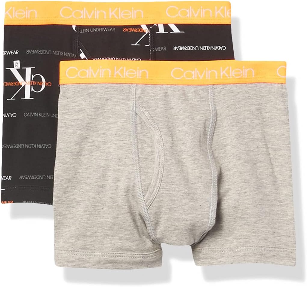 

Комплект из двух пар трусов-боксеров Calvin Klein для мальчиков | Премиальный хлопок, комфорт, Heather/Orange