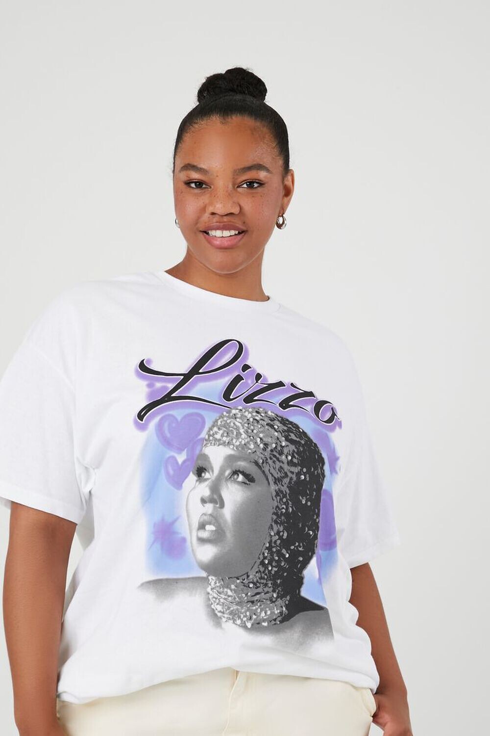 

Футболка с рисунком Lizzo больших размеров Forever 21, белый