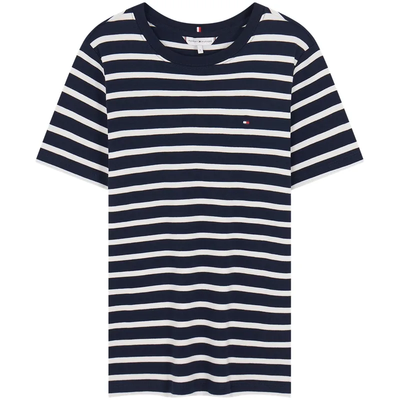Футболка из хлопка с вышивкой флага Tommy Hilfiger, Navy Blue White Stripes 03L