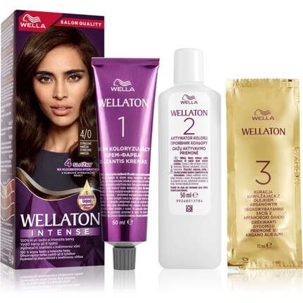 

Wella Интенсивная стойкая краска для волос Wellaton с аргановым маслом - 4/0 средне-коричневый, 1 шт.