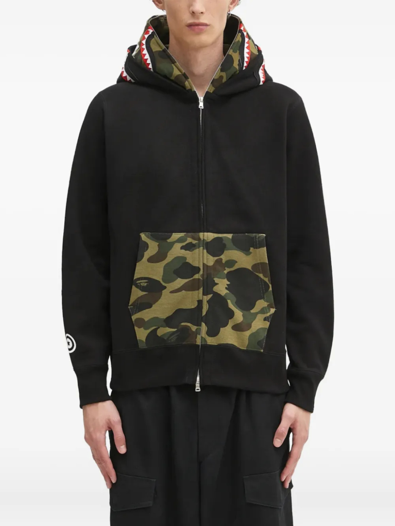 

Толстовка с капюшоном на молнии BATHING APE с акульим камуфляжем A Bathing Ape, черный