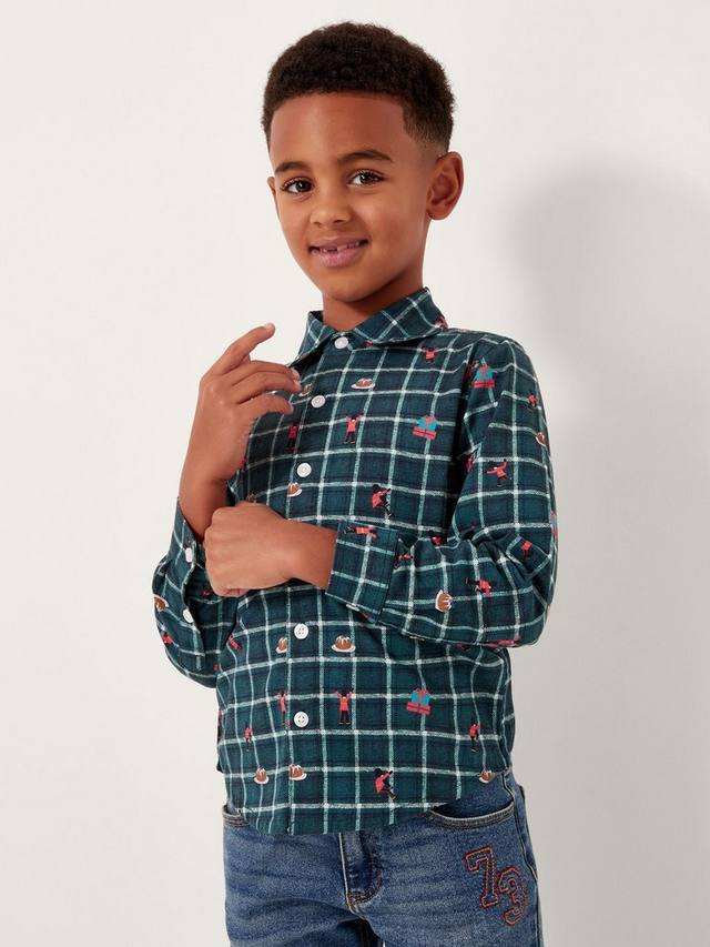 

Детская рождественская рубашка в клетку Monsoon, Green