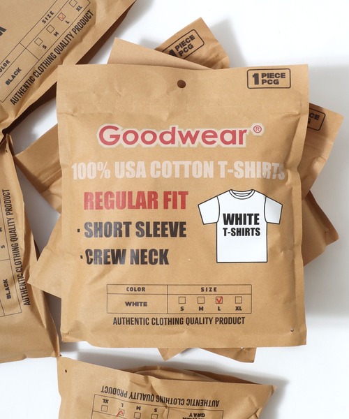 

Футболка мужская и женская, хлопок, круглый вырез, короткий рукав Goodwear USA, белый