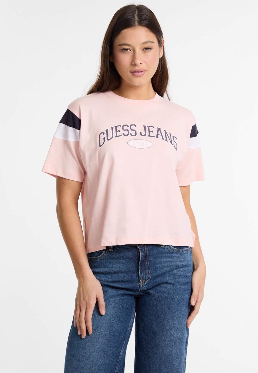

Футболка с принтом Guess Jeans, розовый