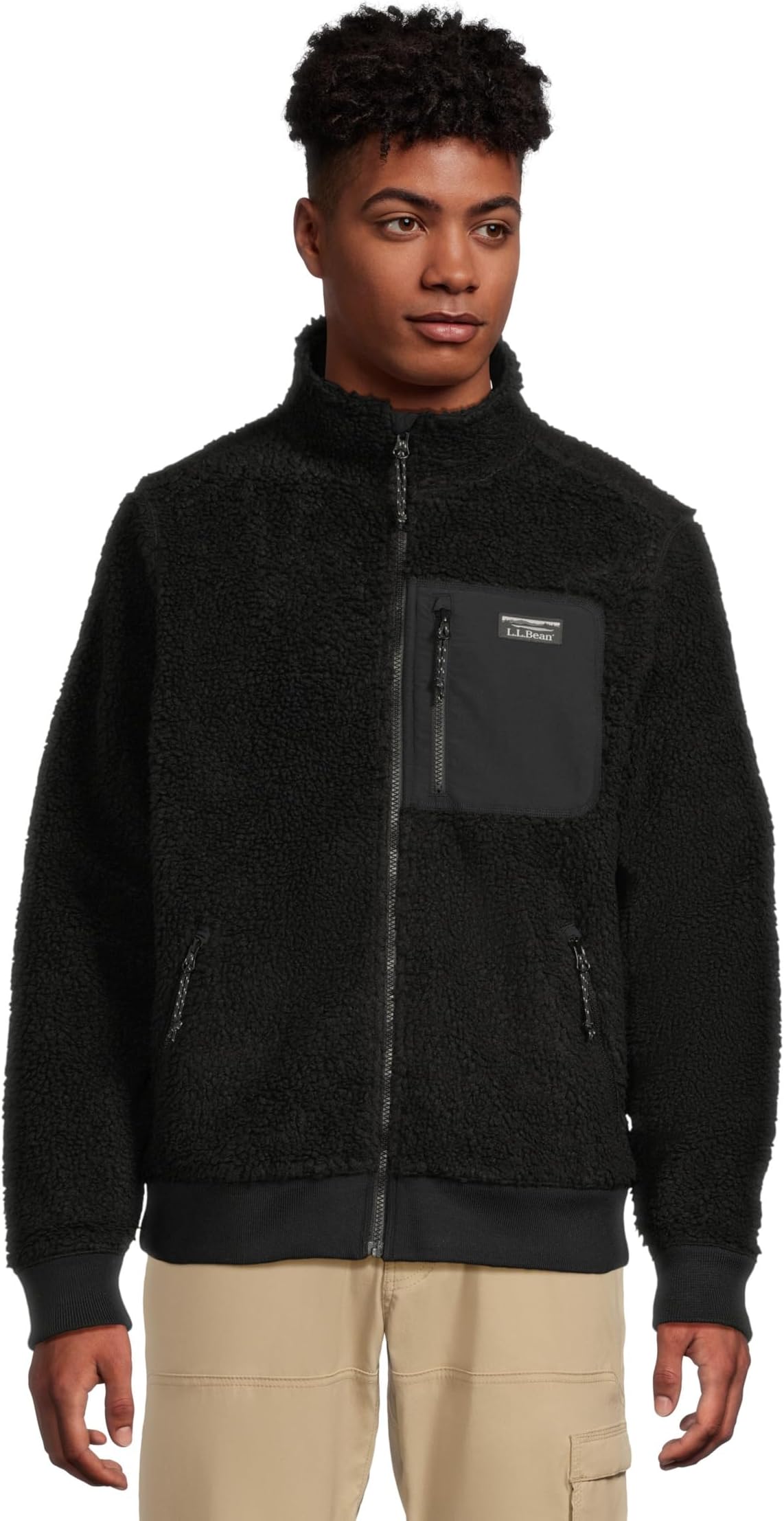 

Мужская флисовая куртка Bean's Sherpa, стандартная L.L.Bean, Midnight Black