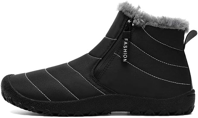 

Мужские зимние ботинки HCHCTRY, водонепроницаемые, с меховой подкладкой, теплые ботинки до щиколотки, на молнии, с удобной посадкой, для улицы, комфортная обувь для прогулок, черный