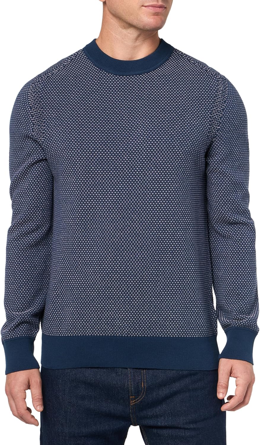 

BOSS мужской свитер из хлопковой смеси Microstitch, Blueberry Blue