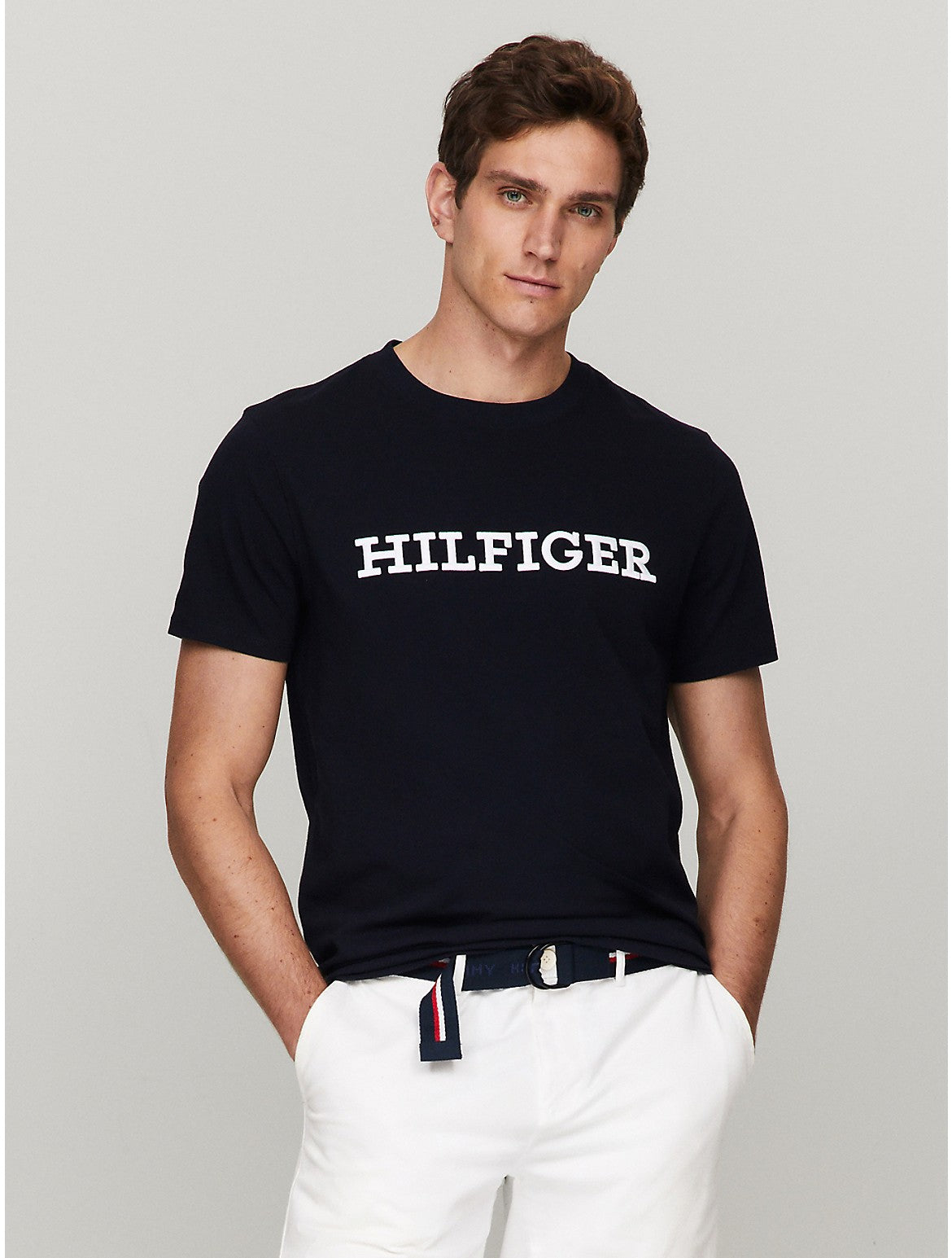 

Мужская футболка с вышитым логотипом Tommy Hilfiger Monotype, темно-синий