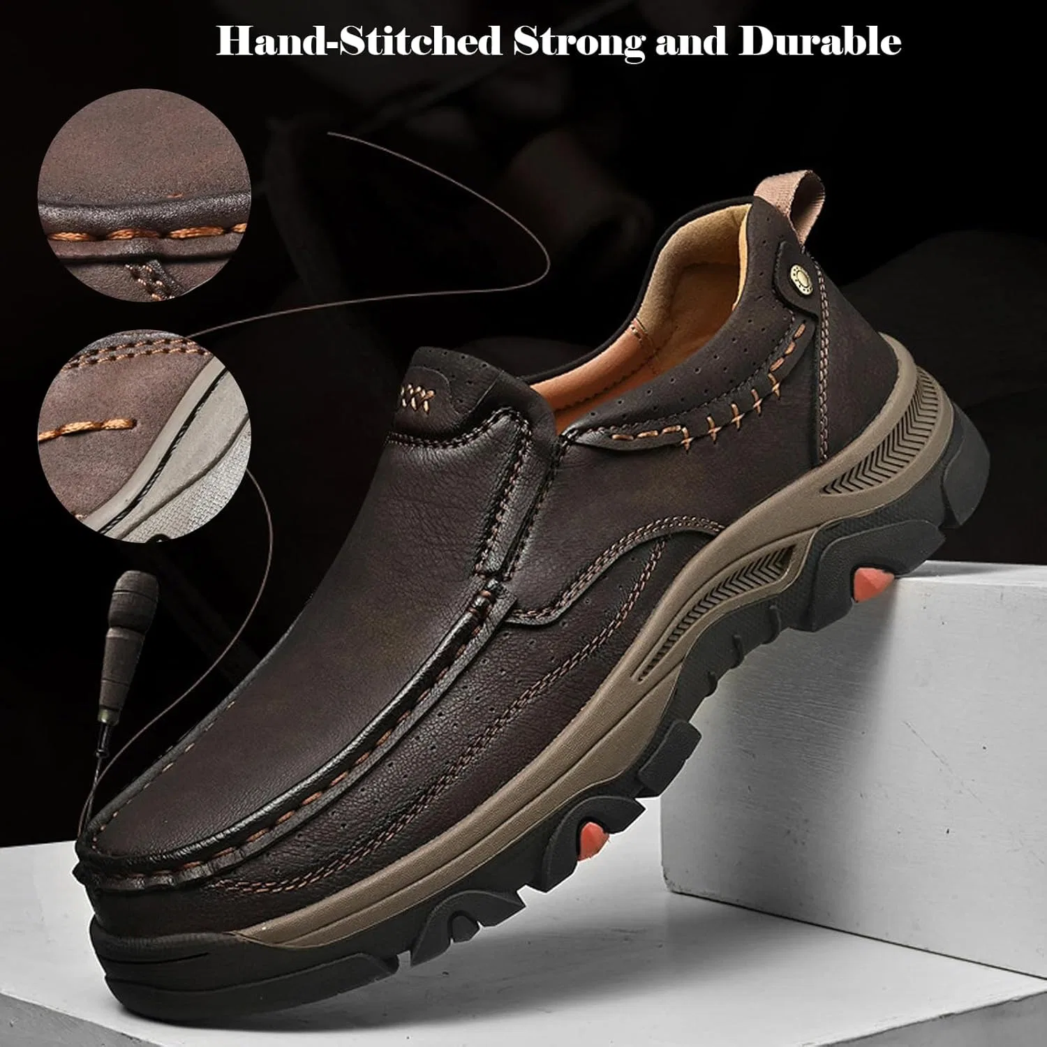 Лоферы мужские, кожаные, Slip on, Black NATLEAD — фото 4