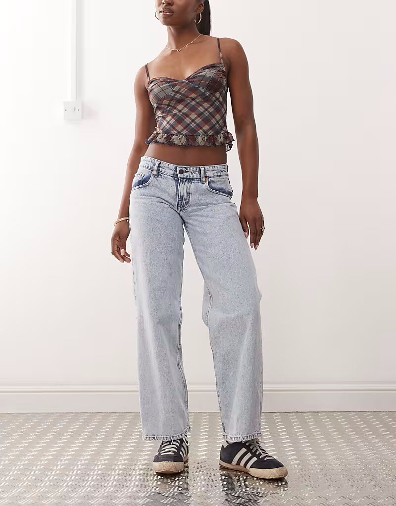 

Motel - Джинсы прямого кроя светло-голубого цвета в стиле 80-х с заниженной талией