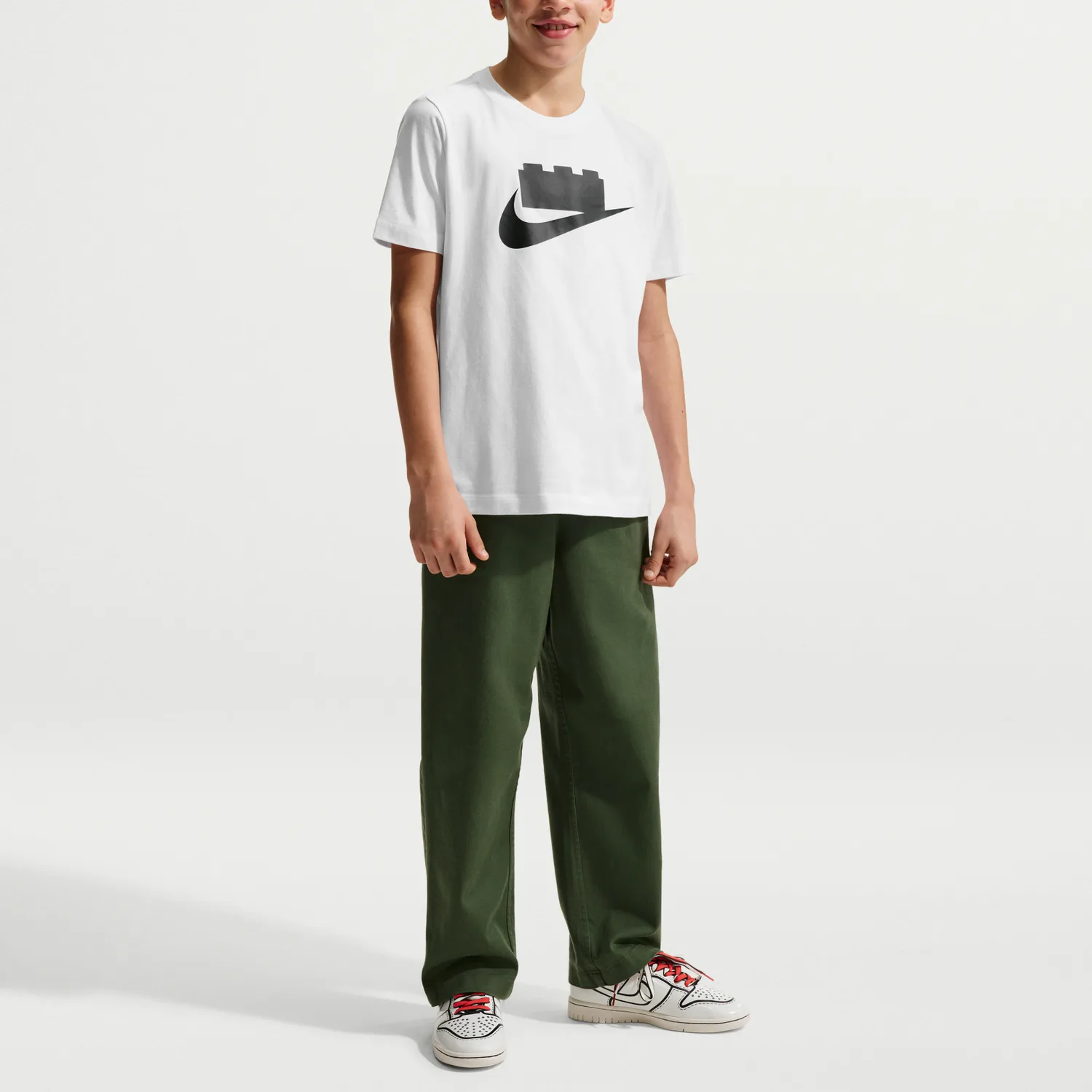 Футболка LEGO с круглым вырезом Nike, белый/черный — фото 3