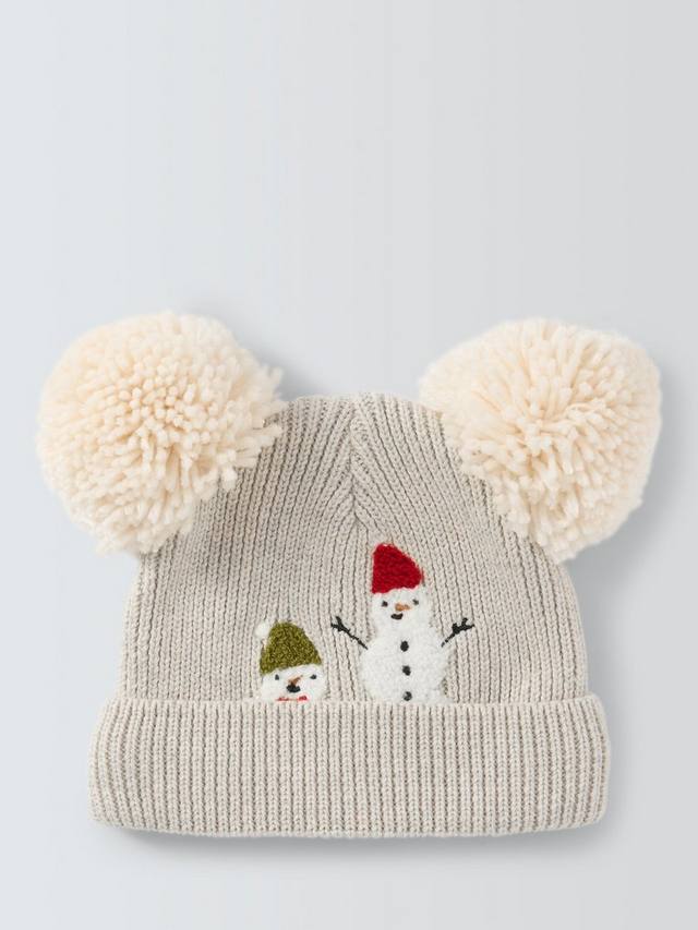

Детская шапка с помпоном в виде снеговика John Lewis, Beige