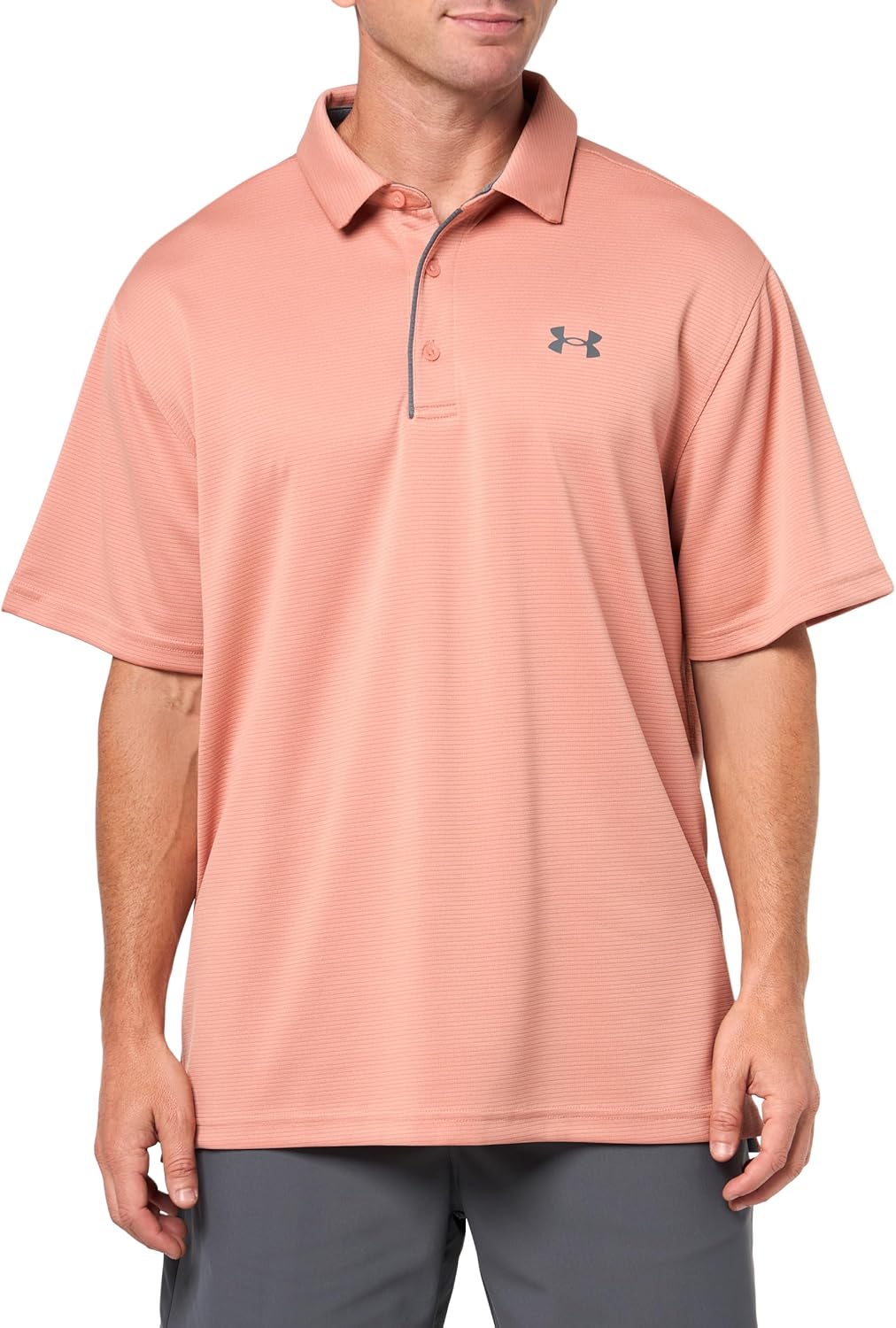 

Under Armour мужская поло для гольфа Tech, (696) Canyon Pink/Pitch Gray, Оранжевый, Under Armour мужская поло для гольфа Tech, (696) Canyon Pink/Pitch Gray
