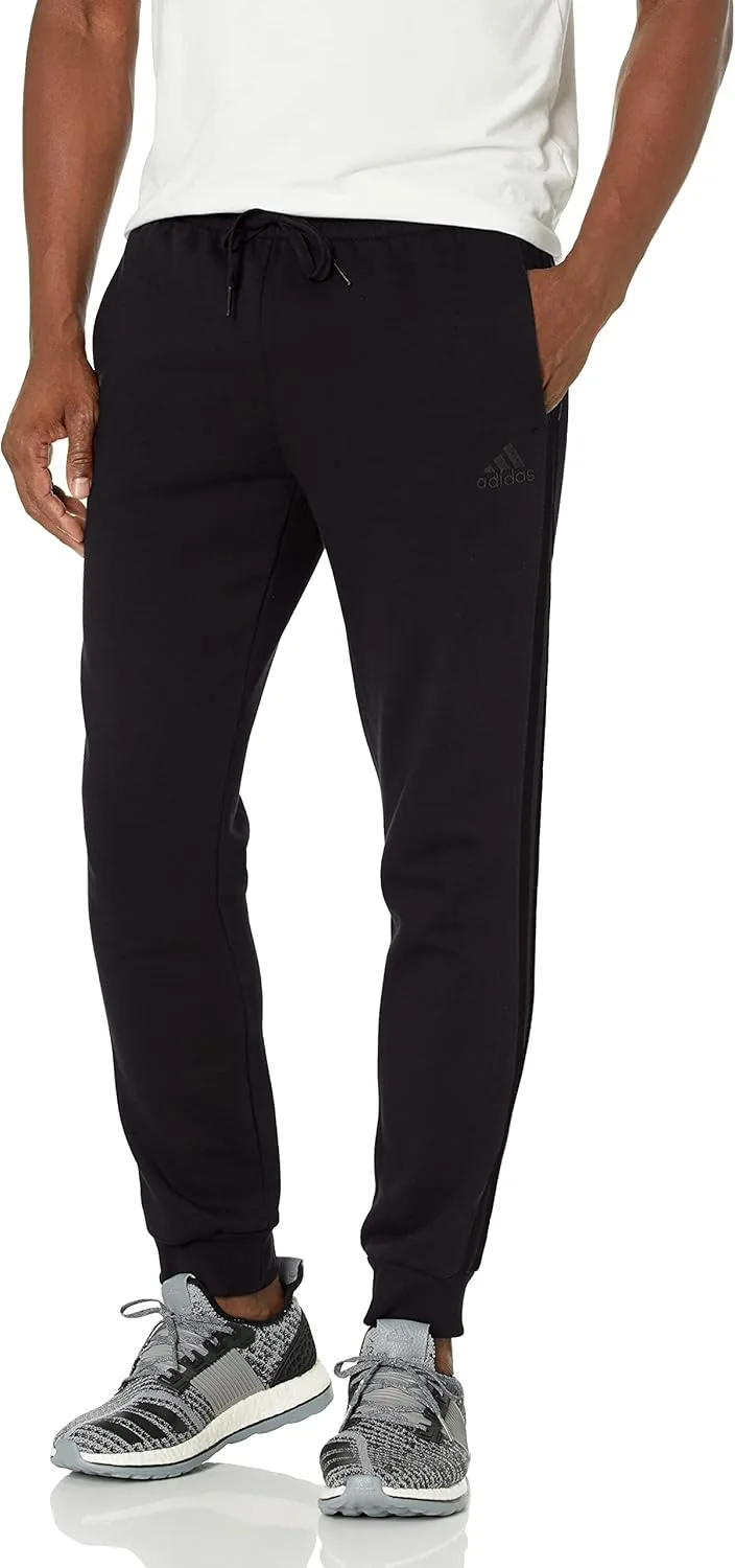 Adidas мужские брюки Essentials 3-Stripes с манжетами из френч-терри, черный