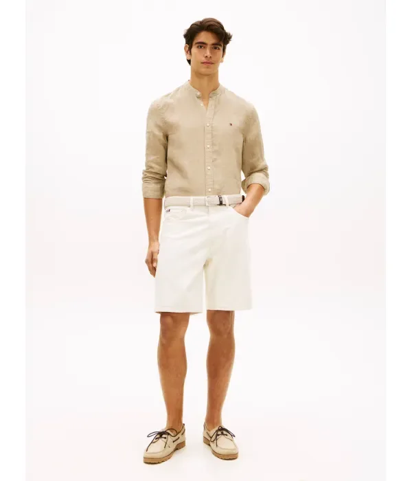Льняная рубашка slim fit Tommy Hilfiger, бежевый — фото 2