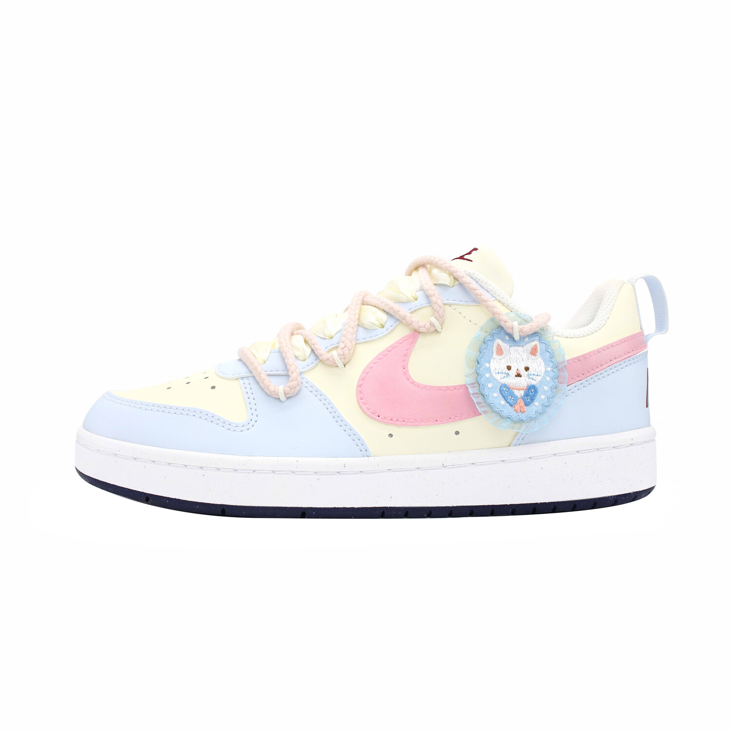 

Кроссовки Nike Court Borough Skateboarding Shoes Women's Low-top Yellow/pink/blue, черный/серо-синий