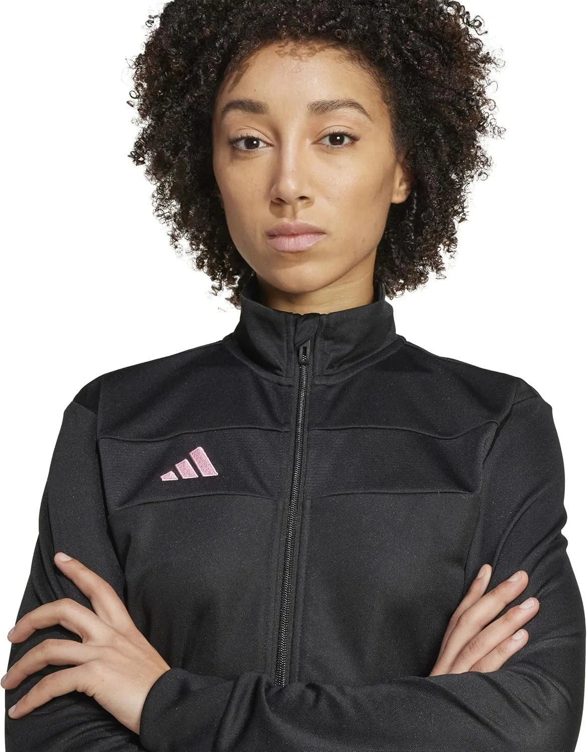 Женская тренировочная куртка adidas Tiro 25 Essentials, Regular Fit, Black/Easy Pink/White — фото 4
