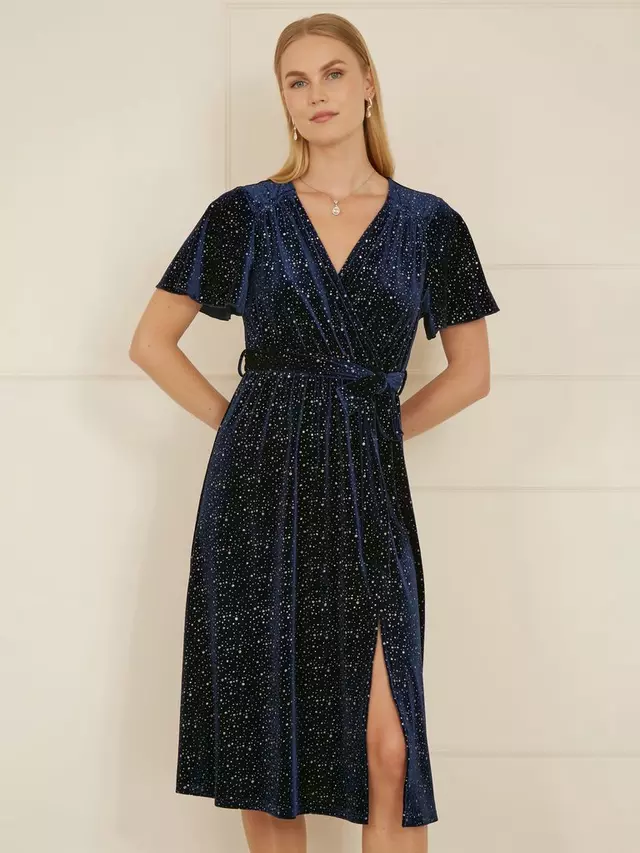 

Платье Yumi Sparkle Velvet Wrap, темно-синий