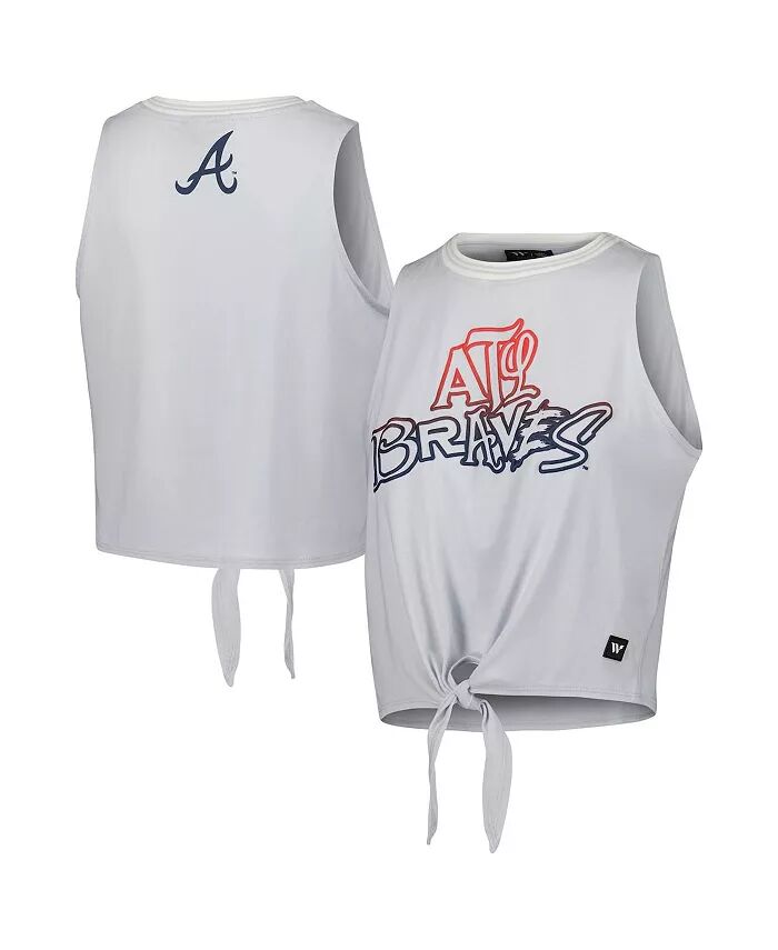 

Женская серая майка Atlanta Braves с перекрученным завязкой спереди The Wild Collective