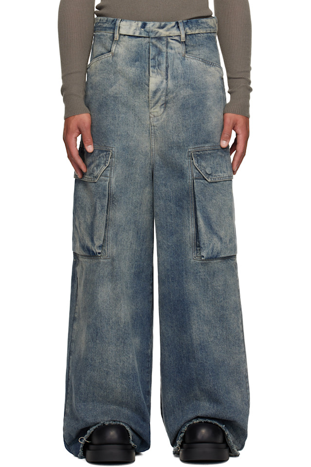 

Rick Owens Синие конкордианы мастодоны фирбанки джинсовые брюки-карго