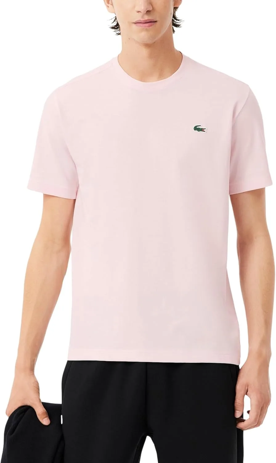 Мужская спортивная футболка Lacoste Sport Ultra Dry Cotton, круглый вырез, короткий рукав, однотонная, фламинго