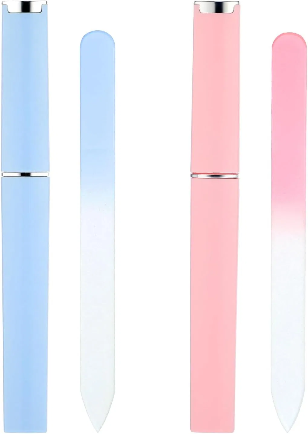 Набор из 2 стеклянных пилок для натуральных ногтей (розовая + синяя) Tweruna, Pink, Blue