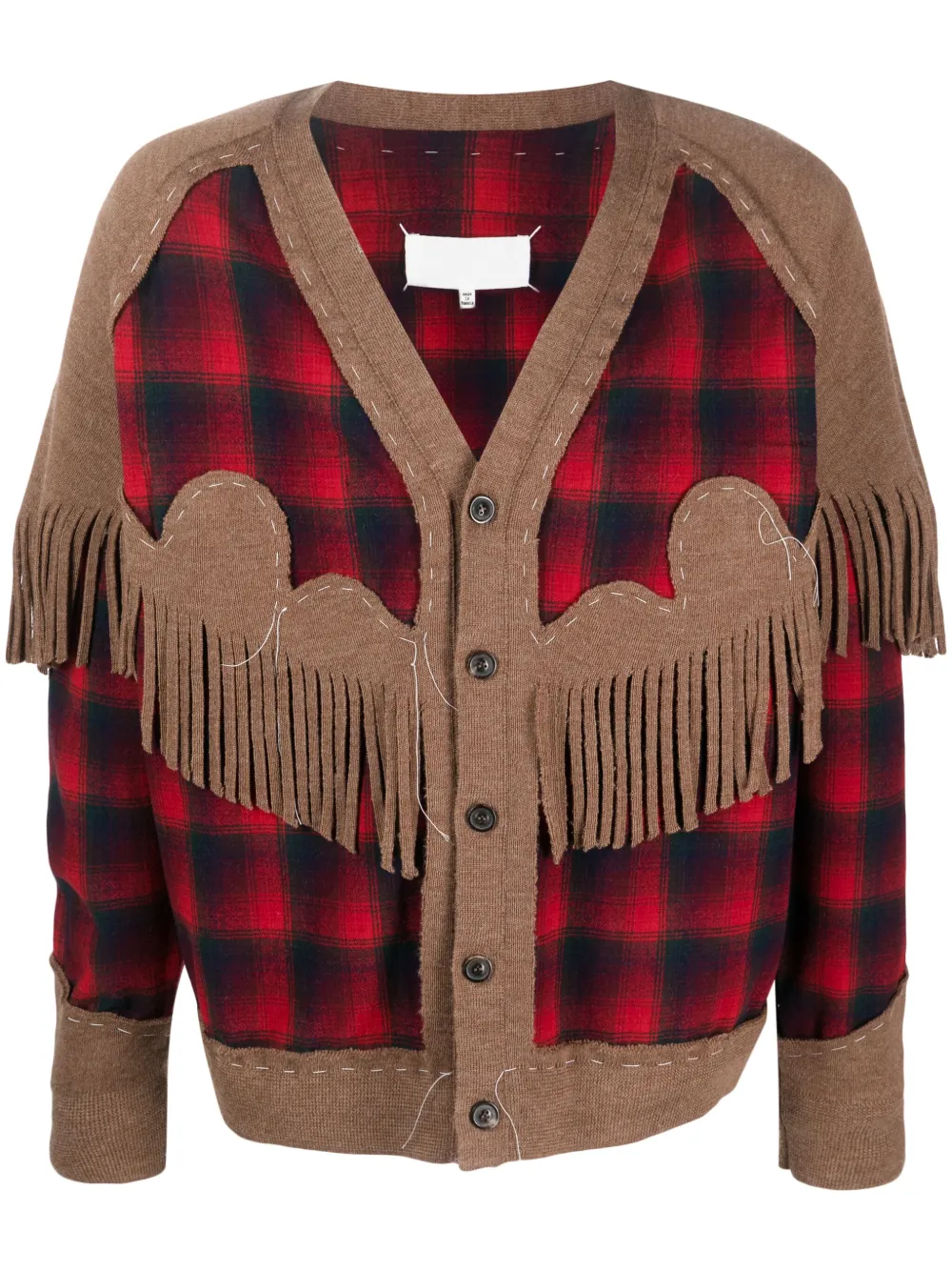 

Шерстяной кардиган с бахромой от X Pendleton MAISON MARGIELA, красный