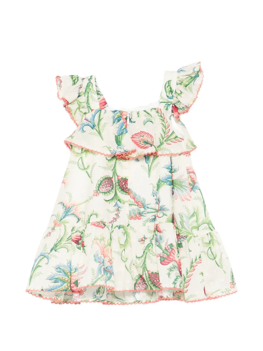 Платье с цветочным принтом и оборками ETRO KIDS, бежевый — фото 2