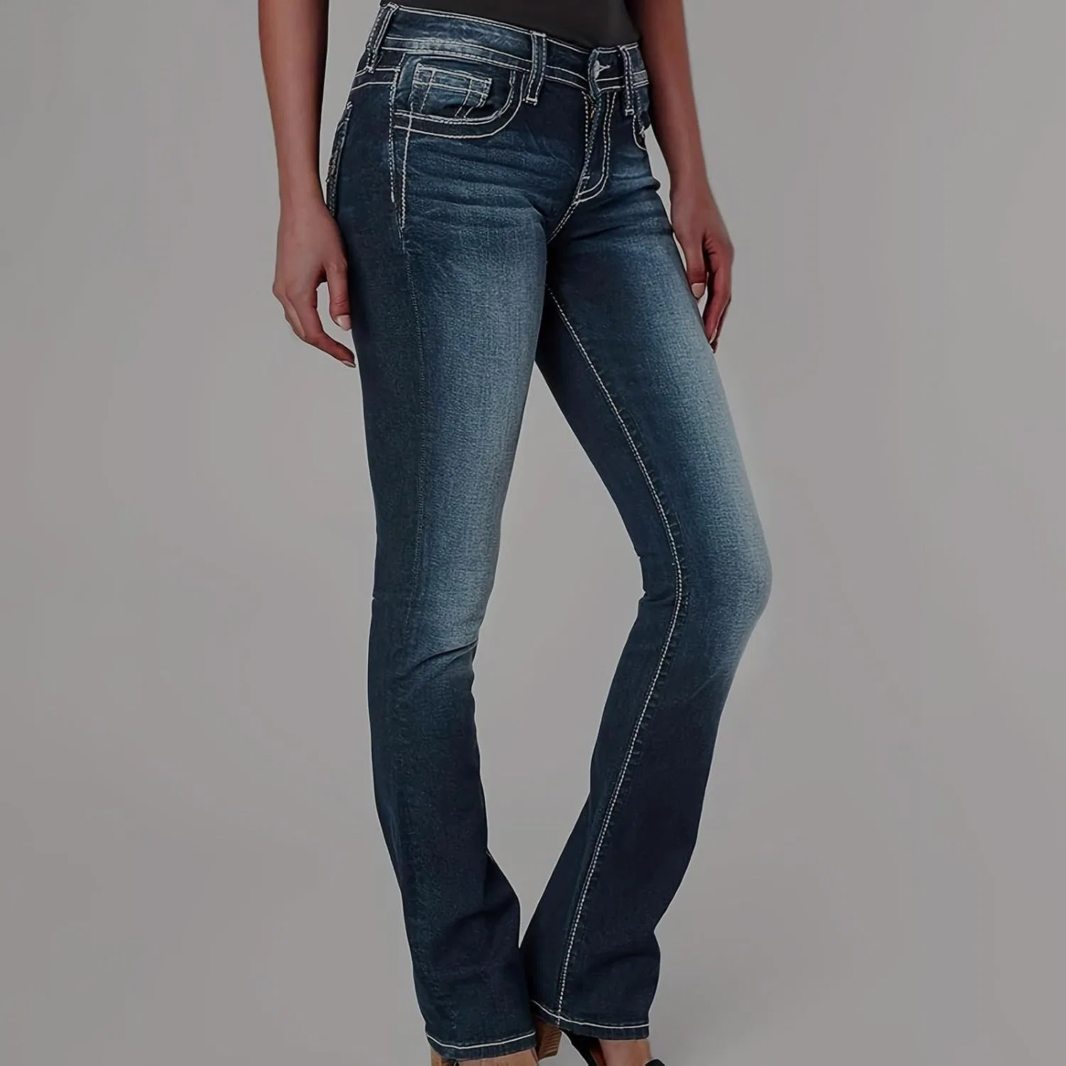 Джинсы клеш Women Wide Leg Flare Jeans, синие — фото 2